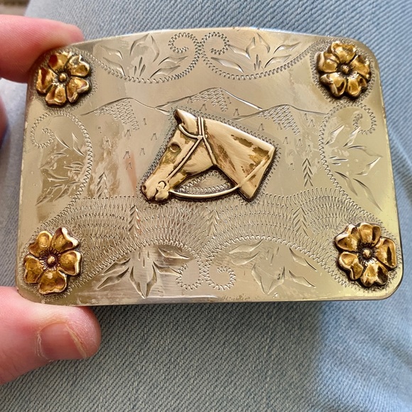 Ricardo Other - Sold!!!VINTAGE BEAUTIFUL Ricardo Nickel SILVER Horse Head Western Belt Buckle